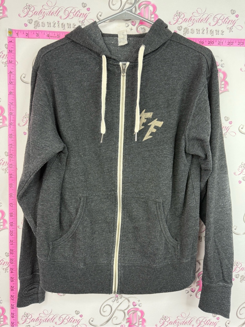 FOO FIGHTERS band sweater Dark Gray Zip-Up Hoodie with Lightning Bolt Logo